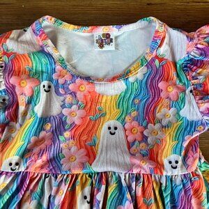 The Sister Shop size 5/6T Rainbow Flower Friendly Ghost Halloween Dress